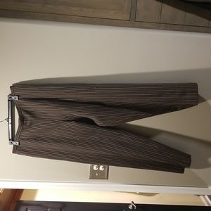 Women's lined dress pants, brown with cream stripes, size 14